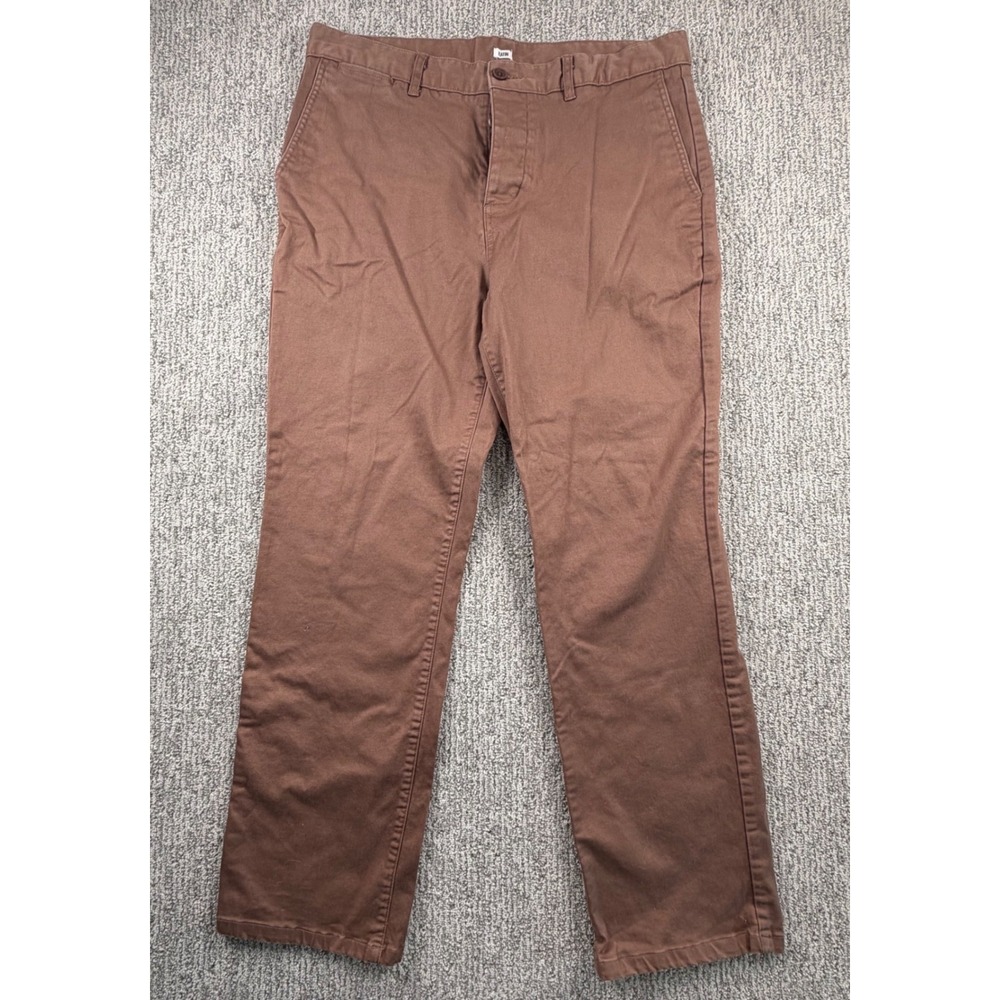 Katin Chino Pants Men 36x30 Brown Stretch Cotton Button Fly Straight Leg Trouser